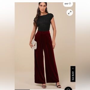 Lulu's Burgundy Velvet Flare Pants